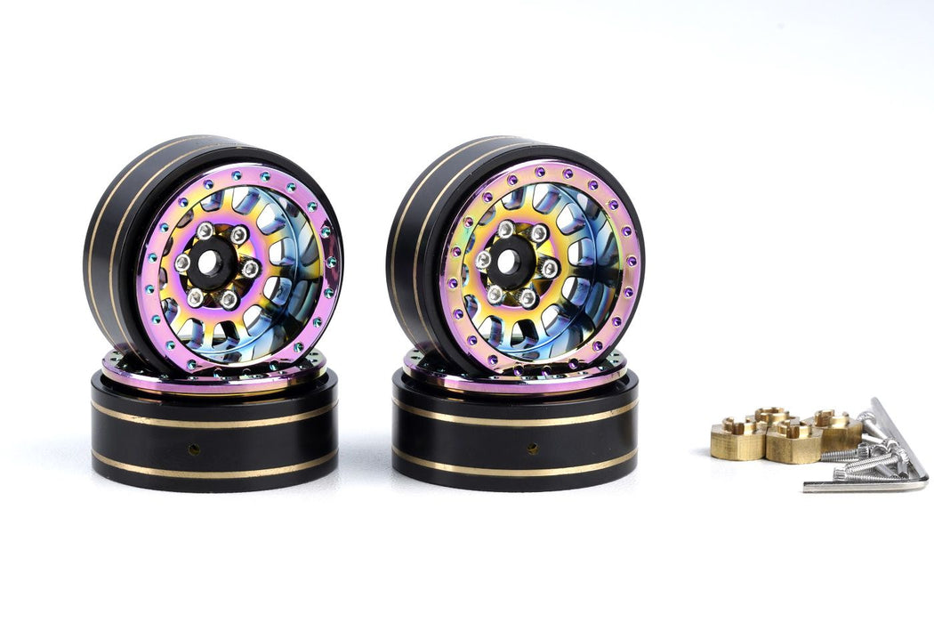 Powerhobby PHB6282 Titanium (Color) Brass 1.0" Crawler Beadlock Wheels 4 Pack