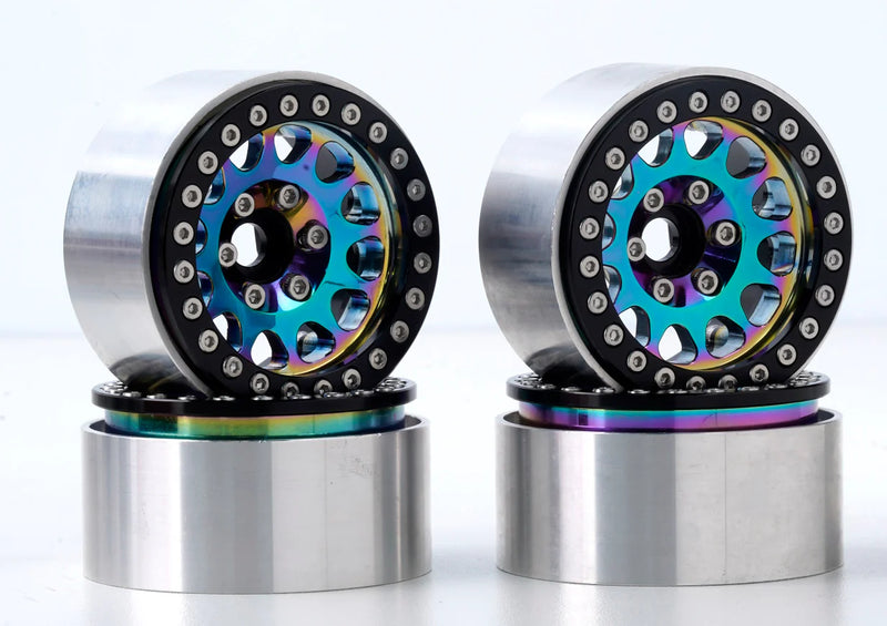 Powerhobby PHB6283 Aluminum 1.9" Beadlock Wheels Green Titanium 4 Pack 1/10 Rock Crawler