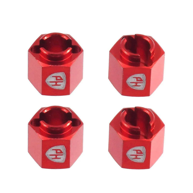 Powerhobby PHB6950 Red Aluminum 7mm 3.5mm Combiner Wheel Hex for Dually Set UP for Redcat Ascent-18 (4 Pack)