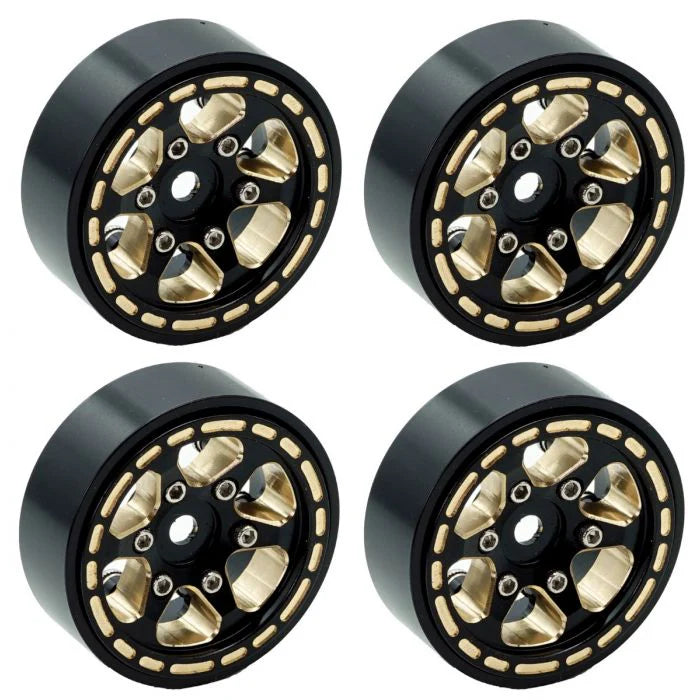 Powerhobby PHBSCX24110 1.0" Black Brass Beadlock Crawler Wheels fits 1/24 Axial SCX24