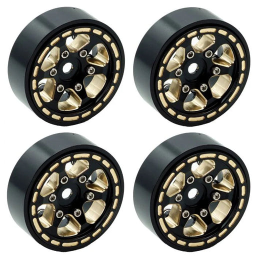 Powerhobby PHBSCX24110 1.0" Black Brass Beadlock Crawler Wheels fits 1/24 Axial SCX24