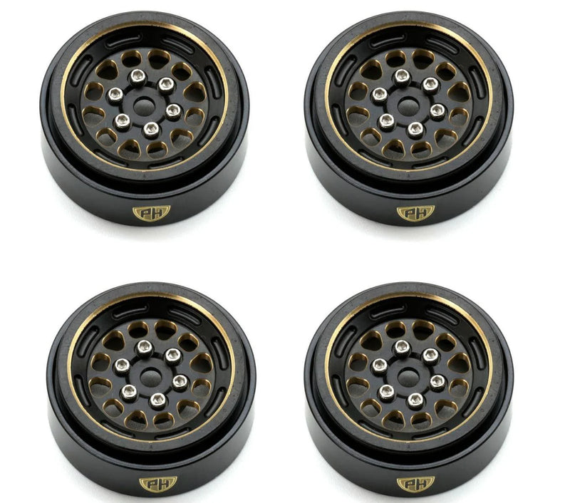 Powerhobby PHBSCX2491 1.0" Black Brass Beadlock Crawler Wheels fits 1/24 Axial SCX24