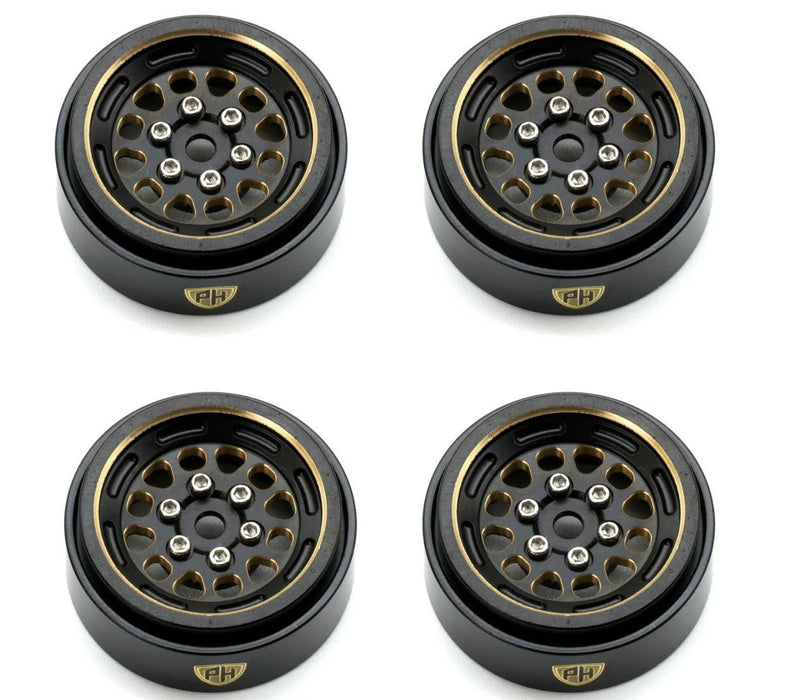 Powerhobby PHBSCX2491 1.0" Black Brass Beadlock Crawler Wheels fits 1/24 Axial SCX24