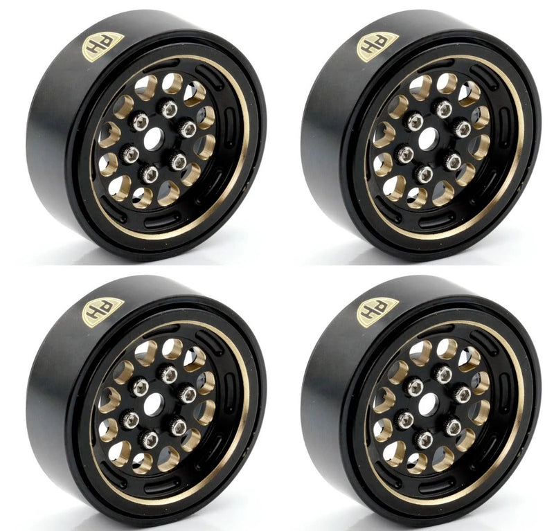 Powerhobby PHBSCX2491 1.0" Black Brass Beadlock Crawler Wheels fits 1/24 Axial SCX24