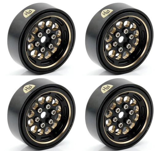 Powerhobby PHBSCX2491 1.0" Black Brass Beadlock Crawler Wheels fits 1/24 Axial SCX24