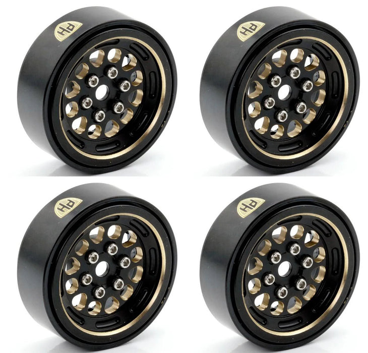 Powerhobby PHBSCX2491 1.0" Black Brass Beadlock Crawler Wheels fits 1/24 Axial SCX24
