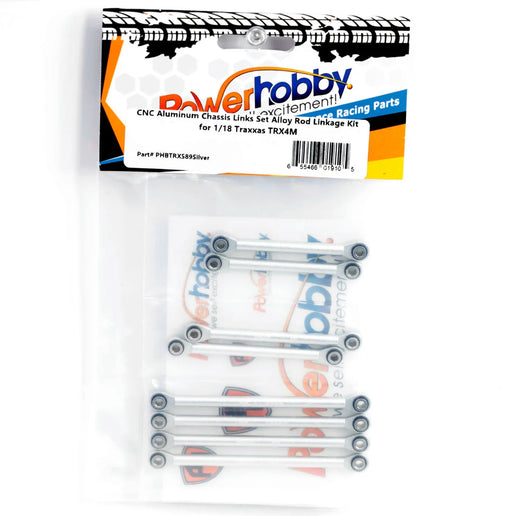 Powerhobby PHBTRX589 Silver Aluminum Suspension Link Set for Traxxas TRX-4M