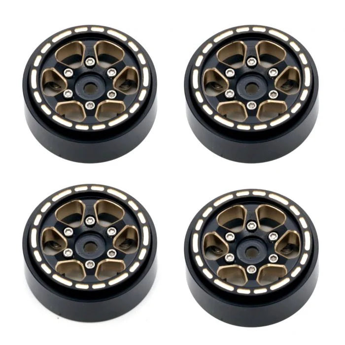 Powerhobby PHBTRX610 1.0" Black Brass Beadlock Crawler Wheels fits Traxxas TRX-4M