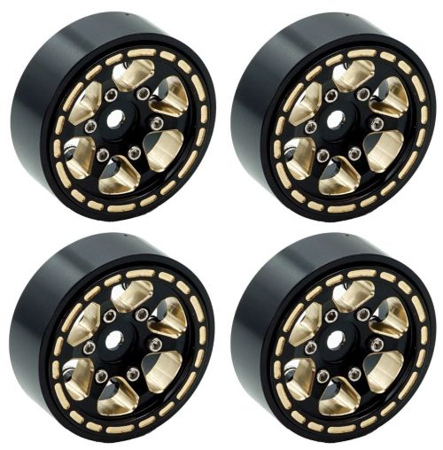 Powerhobby PHBTRX610 1.0" Black Brass Beadlock Crawler Wheels fits Traxxas TRX-4M