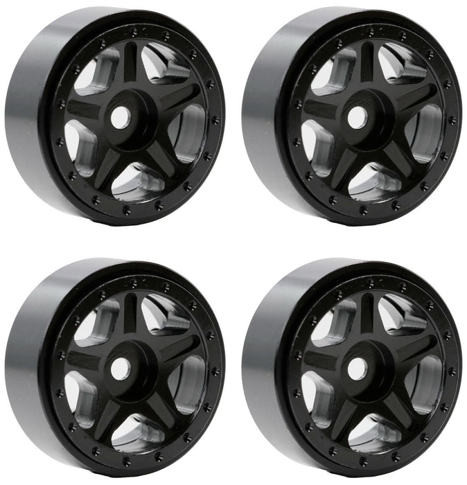 Powerhobby SCX2409 Black Aluminum Beadlock Wheels for SCX24 4 Pack
