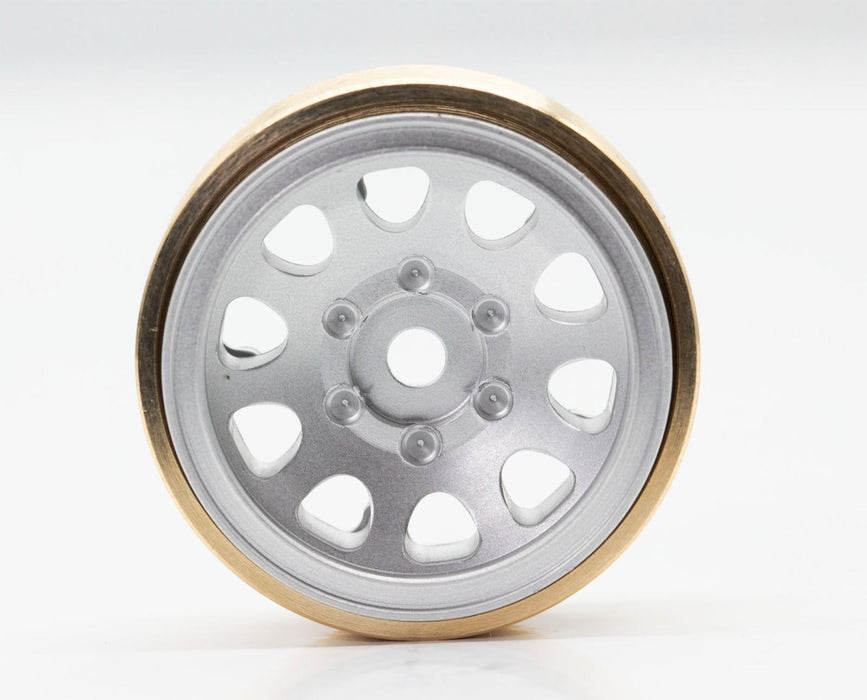 Powerhobby SCX24113 Silver Z5 Aluminum 1.0" Rock Crawler Wheels with Brass Rings 4 Pack