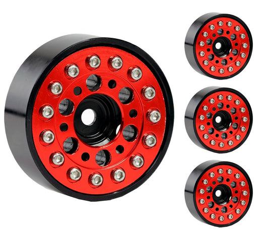 Powerhobby SCX24135 6 Hole Aluminum 1.0" Rock Crawler Beadlock Wheels 4 Pack - Red