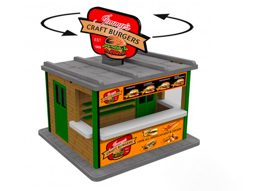 Proses by Bachmann 39122 O Gauge Jimmy’s Burger Stand with Rotating Sign Laser-Cut Kit