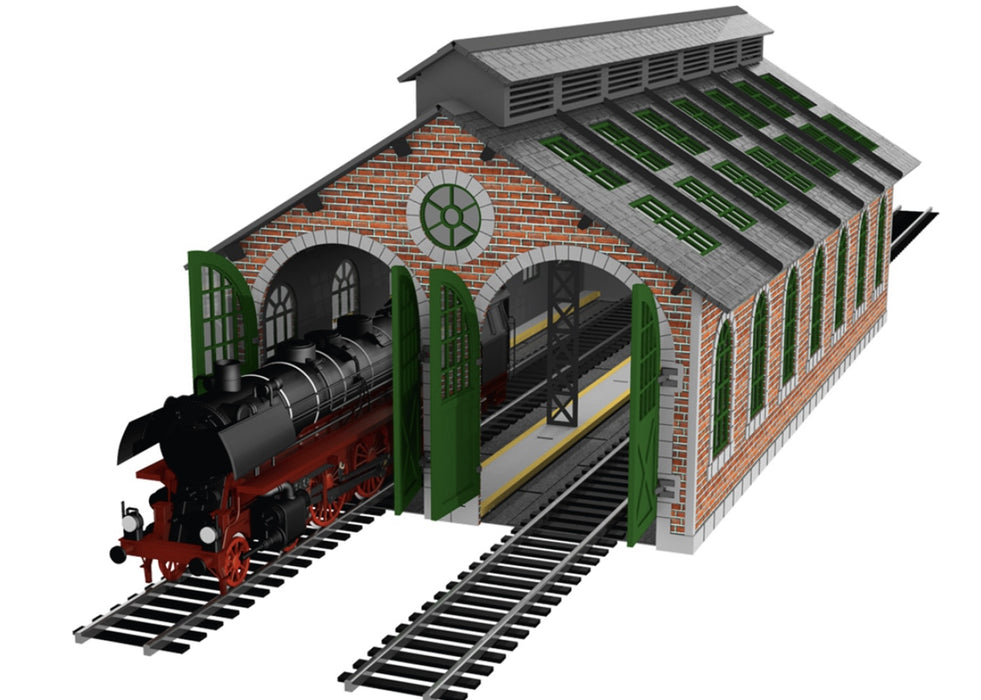 Proses By Bachmann 39129 HO Scale Laser Cut Two Stall Steam Era Brick Engine House Kit
