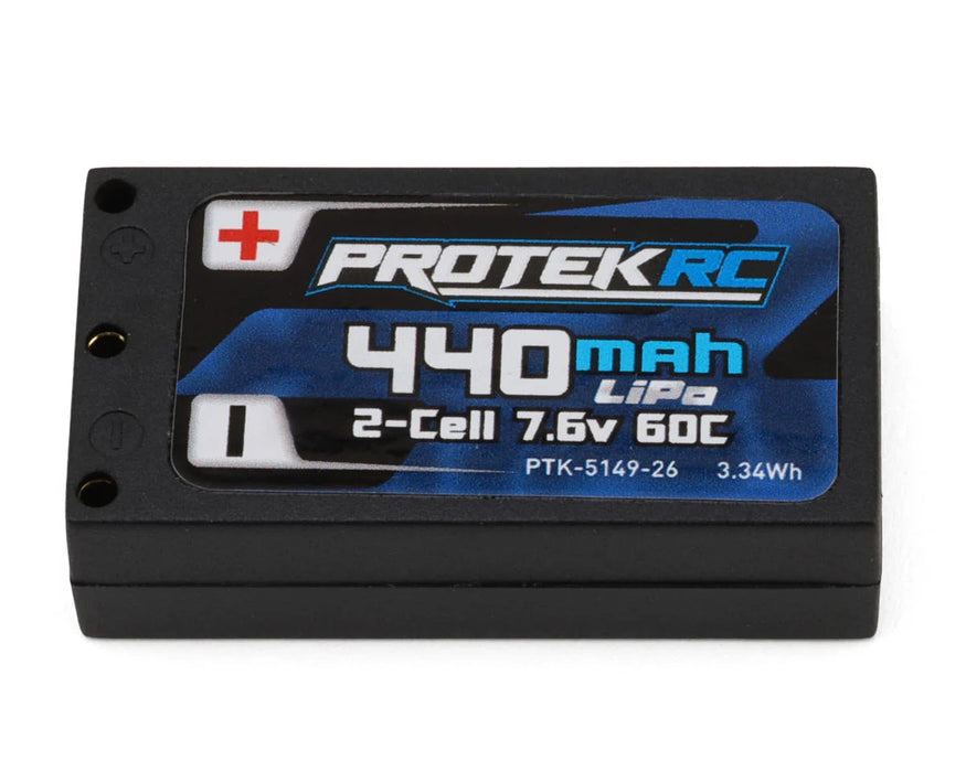 ProTek RC 5149-26 1/28 7.6V 440mAh 2S 60C Hard Case Low IR LiPo Battery with 2mm Bullets
