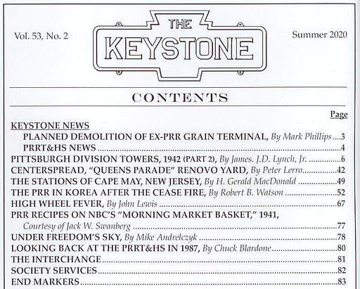 PRRT&HS The Keystone Volume 53, Issue No. 2 Summer 2020