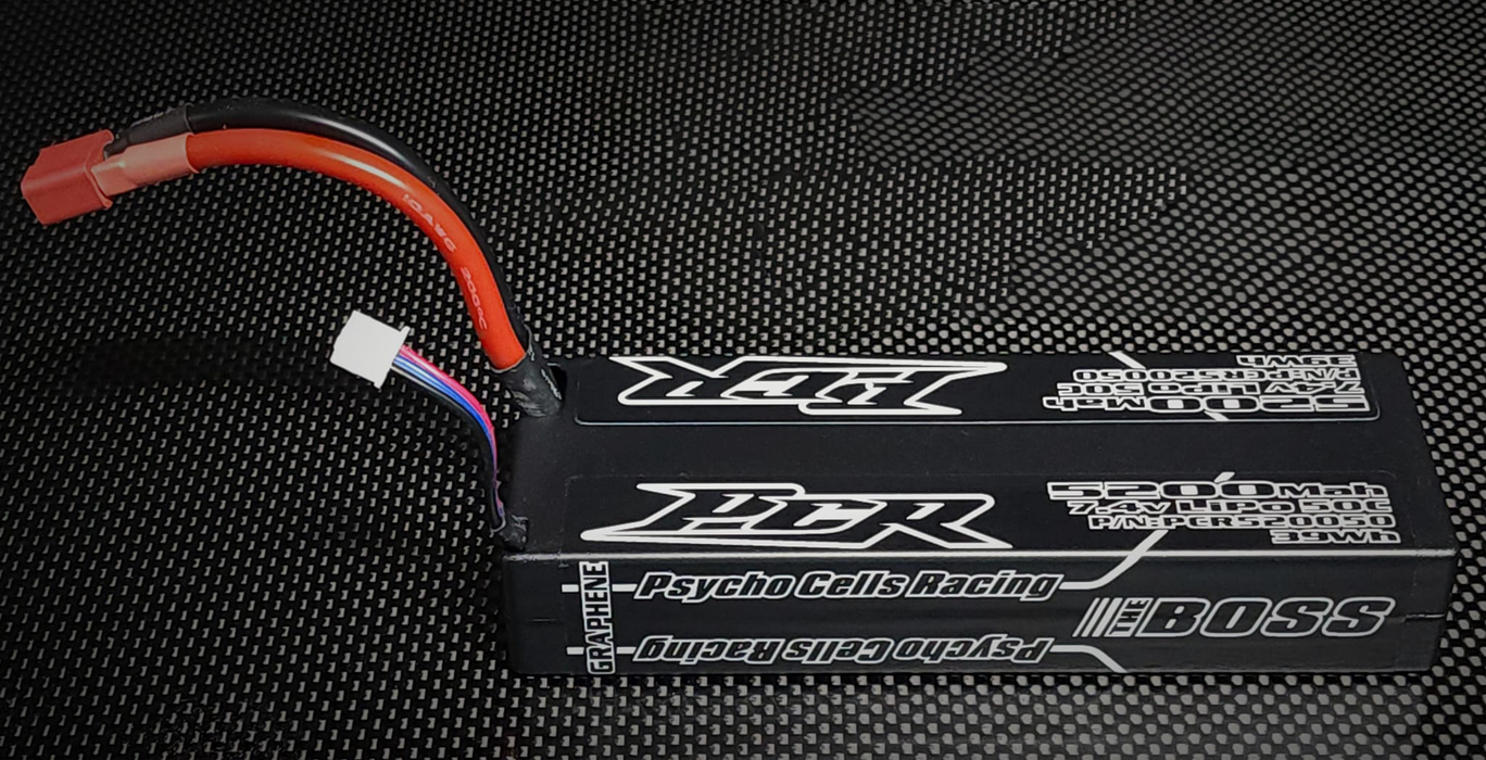 Psycho Cells Racing PCR520050DN The BOSS 5200mAh 2S 7.4V 50C Hardcase LiPo (Deans)