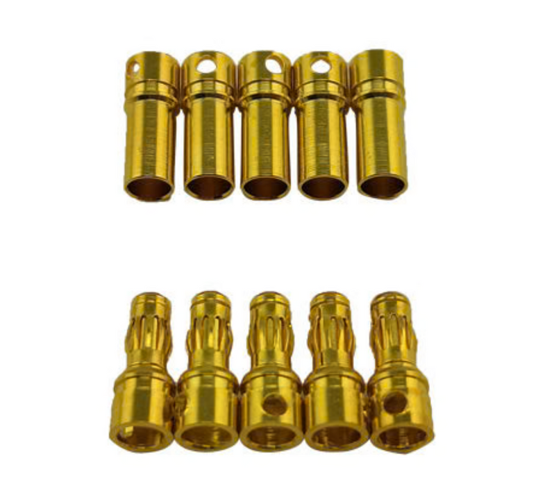 Racers Edge 1663 3.5mm Gold Plated Banana Plugs, Male & Female (5 Pair)