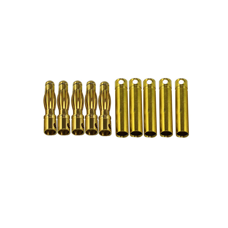 Racers Edge 1664 4mm Gold Plated Banana Plugs, Male & Female (5 Pair)