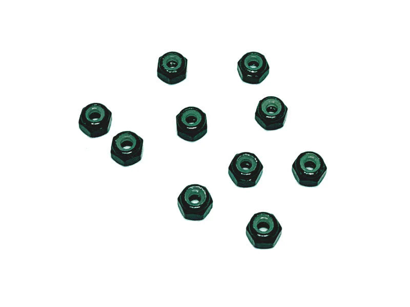 Racers Edge 3152BK Black Nylon Lock Nut M2 (10 Pack)