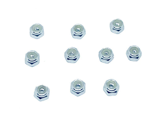 Racers Edge 3152S Silver Nylon Lock Nut M2 (10 Pack)