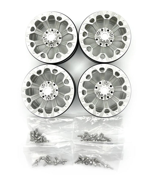 Racers Edge 3462 1.9 Aluminum Beadlock Rims (4 Pieces) Y Pattern, Silver