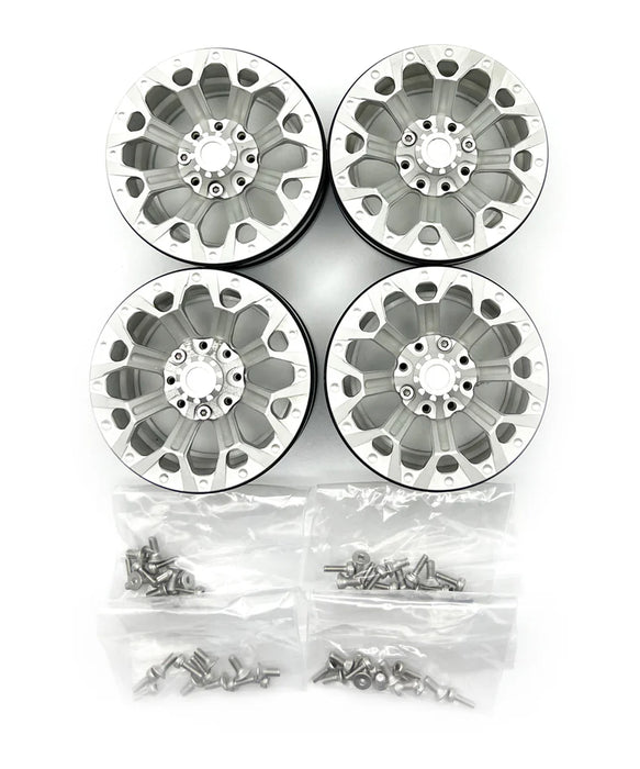 Racers Edge 3462 1.9 Aluminum Beadlock Rims (4 Pieces) Y Pattern, Silver