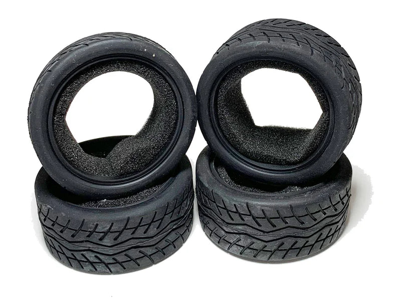 Racers Edge 3472 1/10 On Road Black Series Rubber Pull Tires Wave Line 65x26mm (4 Pieces)