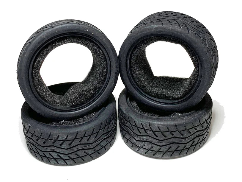 Racers Edge 3472 1/10 On Road Black Series Rubber Pull Tires Wave Line 65x26mm (4 Pieces)