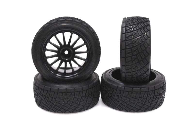 Racers Edge 3481BK 1/10 HPI Rally Off-Road WR8 Flower Line Black Wheels (4 Pieces)