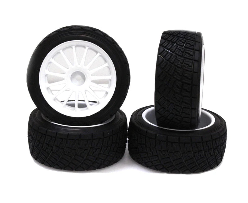 Racers Edge 3481W 1/10 HPI Rally Off-Road WR8 Flower Line White Wheels (4 Pieces)