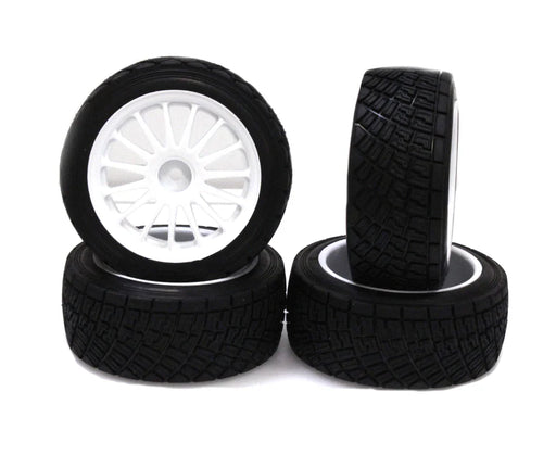 Racers Edge 3481W 1/10 HPI Rally Off-Road WR8 Flower Line White Wheels (4 Pieces)