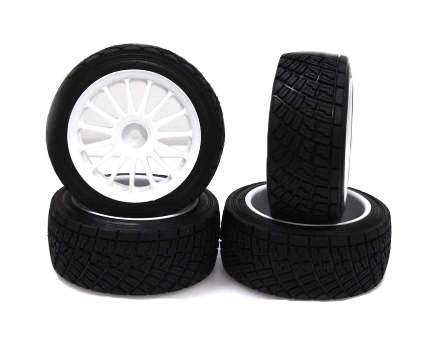 Racers Edge 3481W 1/10 HPI Rally Off-Road WR8 Flower Line White Wheels (4 Pieces)