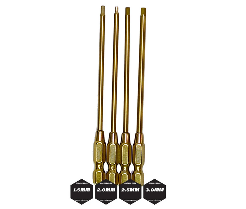 Racers Edge 7201 Metric TiN Coated Hex Bit Set with 1.5mm, 2.0mm, 2.5mm, and 3.0mm