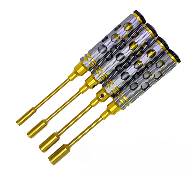 Racers Edge 7210 Premium Nut Driver Set Gold Ink Honeycomb Handle with Titanium Coated Tips (4 Pieces)