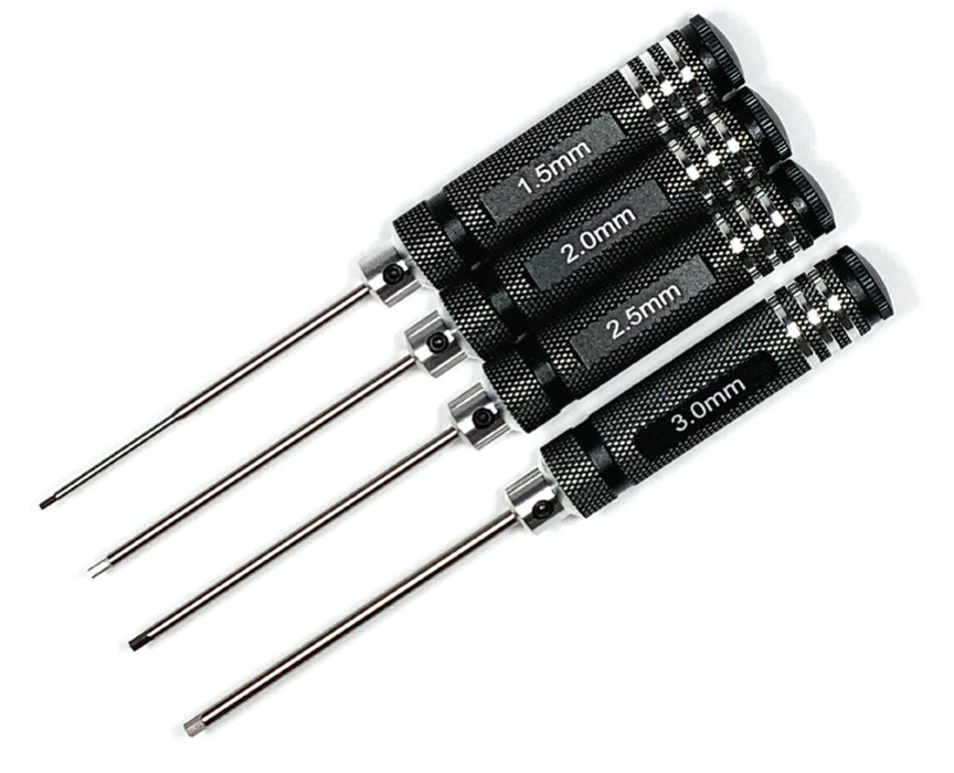 Racers Edge 7215BK Metric High Speed Steel Hex Driver Set with Black Handles (4 Pieces)