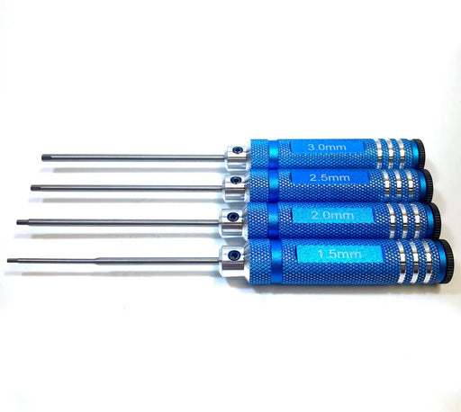 Racers Edge 7215BL Metric High Speed Steel Hex Driver Set with Blue Handles (4 Pieces)