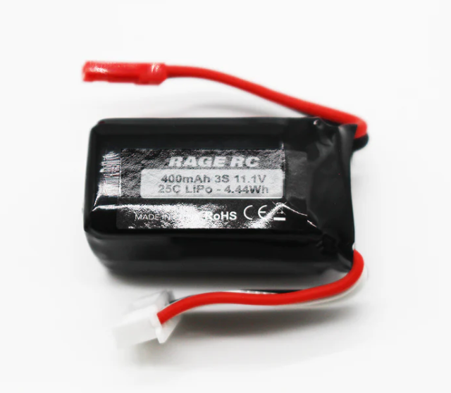 Rage RC 1632 3s 11.1v 400mAh LiPo with JST Plug for Rage P-51D