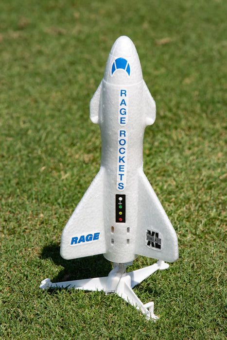 Rage RC 4150W Spinner Missile XL Electric Free-Flight Rocket with Parachute and LEDs - White