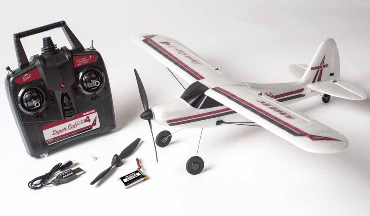 Rage RC A1114 Super Cub MX4 Micro 4-Channel RTF Airplane with PASS (Pilot Assist Stability Software) System