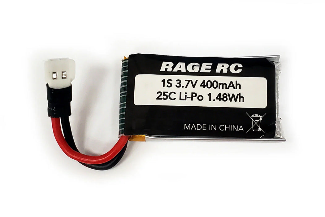Rage RC A1189 1S 3.7V 400mAh 25C LiPo Battery for Tempest 600, Super Cub MX, Micro Warbirds