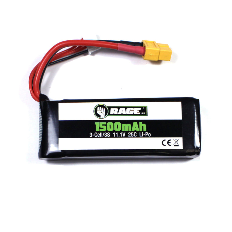 Rage RC A1265 3S 11.1V 1500mAh 25C Lipo Battery: Defender 1100
