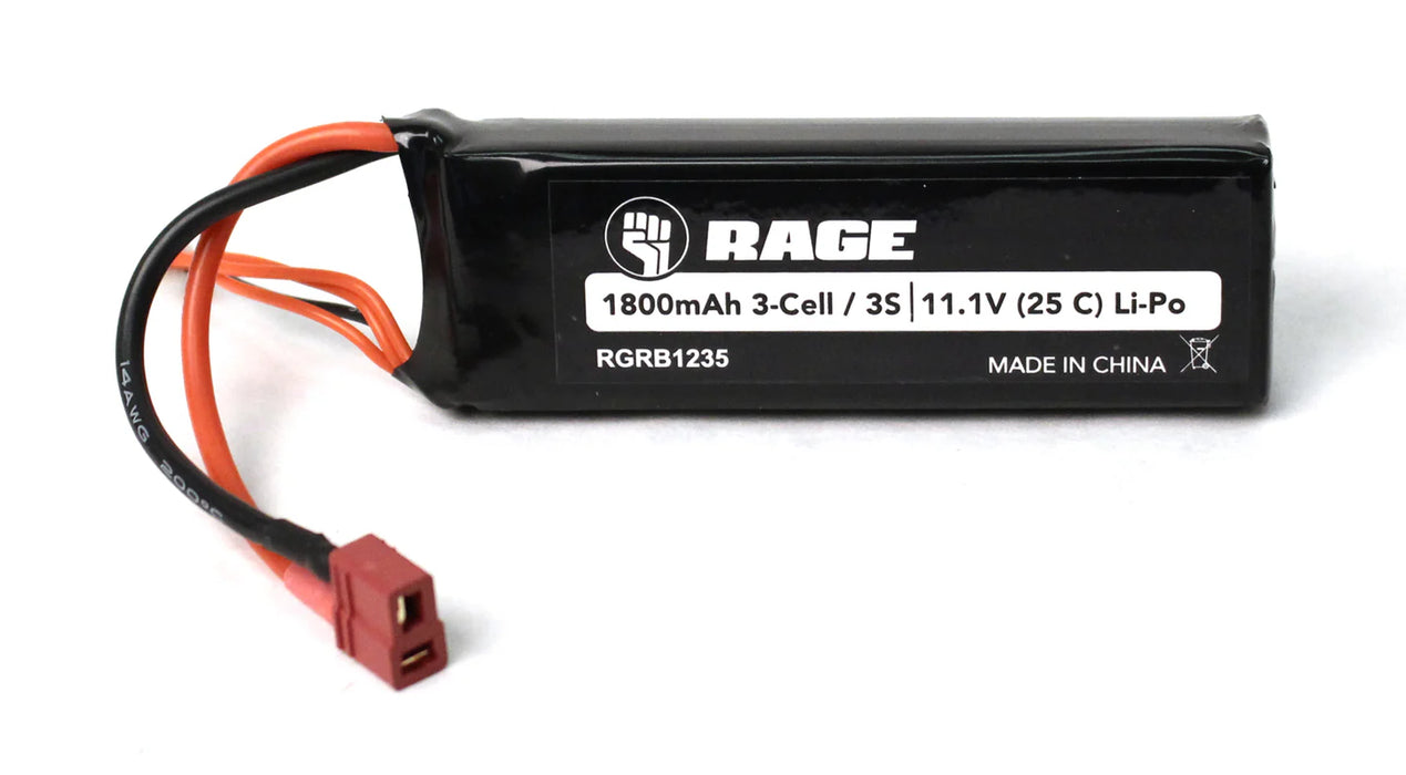 Rage RC B1235 11.1V 3S 1800mAh 25C LiPo Battery with T-Plug for Black Marlin Brushless