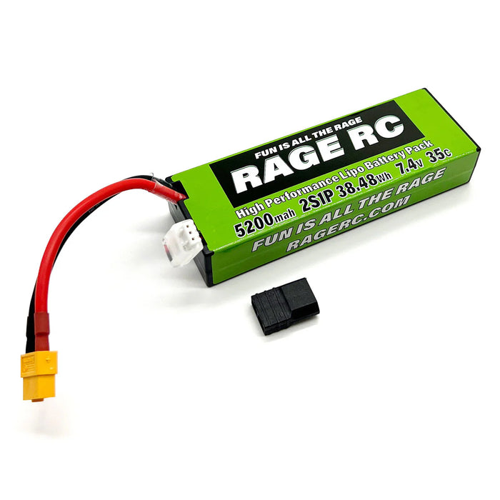 Rage RC LP52002S35T 5200mAh 2S 7.4V 35C Hard Case LiPo Battery with XT60 Connector & TRX Adapter