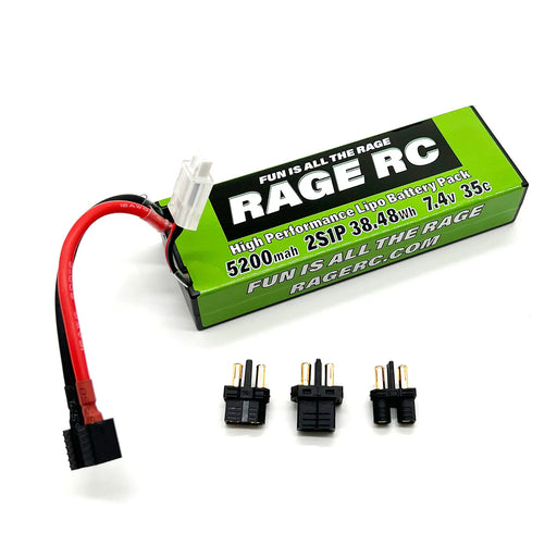 Rage RC LP52002S35U 5200mAh 2S 7.4V 35C Hard Case LiPo Battery with Universal Connector EC3, XT60, T-Plug
