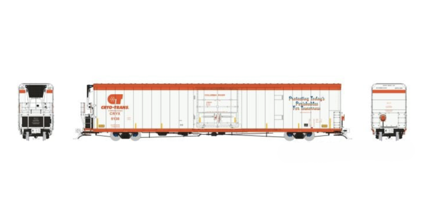 Rapido 167001A HO Scale 72' Reefer CRYO-TRANS CRYX Single Car #'s Vary