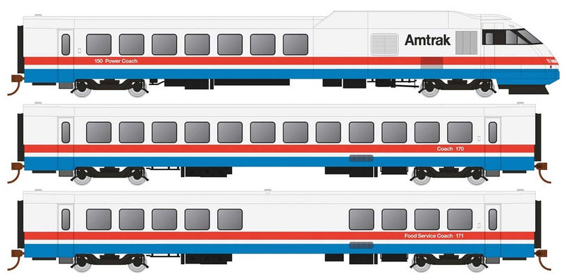 Rapido 25001 HO Scale RTL Turboliner 5-Unit Train Amtrak Set 1 Phase III Early - DC Silent