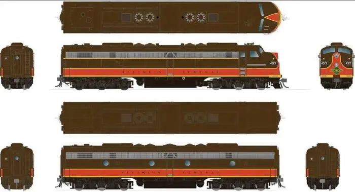 Rapido 28025 HO Scale EMD E8 A/B Set Illinois Central IC 4030/4105 - DC Silent