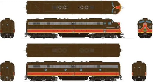 Rapido 28025 HO Scale EMD E8 A/B Set Illinois Central IC 4030/4105 - DC Silent