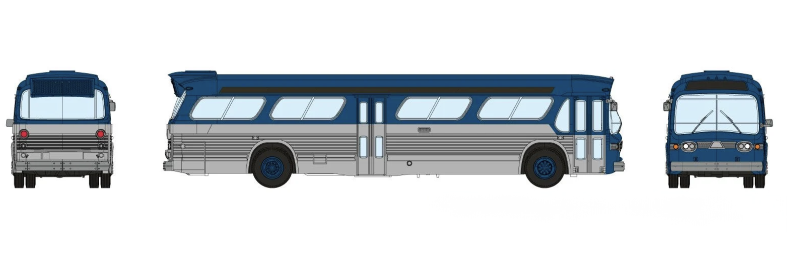 Rapido 573096 N Scale New Look Suburban Bus - Unlettered Blue/Silver (with Working Headlights)